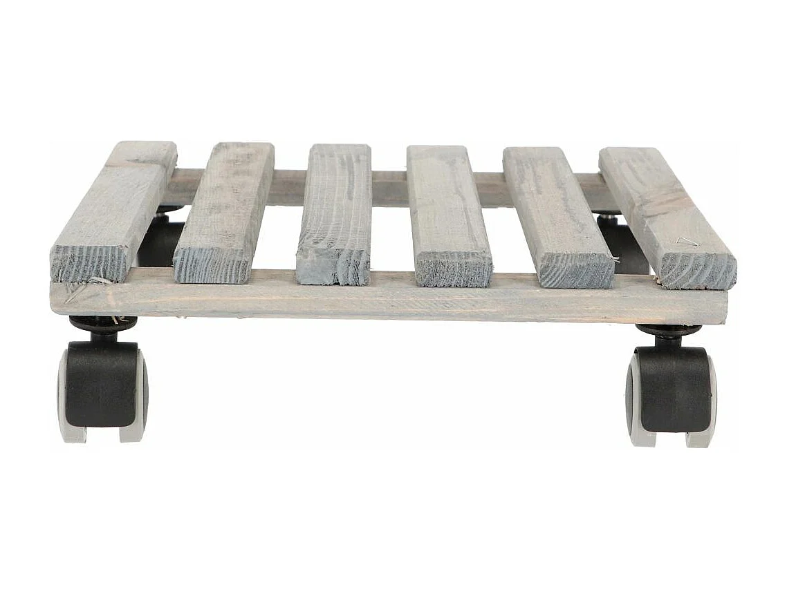 Support à roulettes en bois pour plantes d'intérieur Carré - Gris