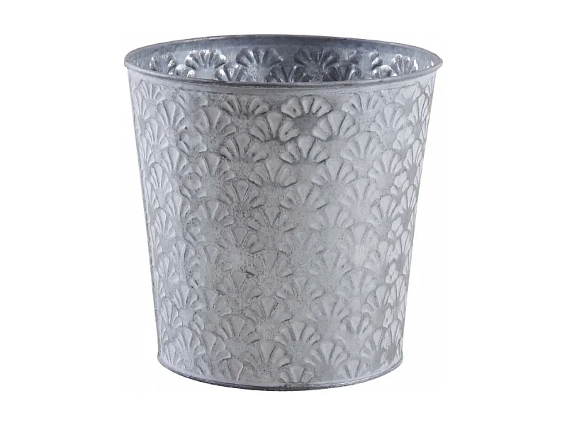 Cache-pot rond en métal patiné relief Cesar