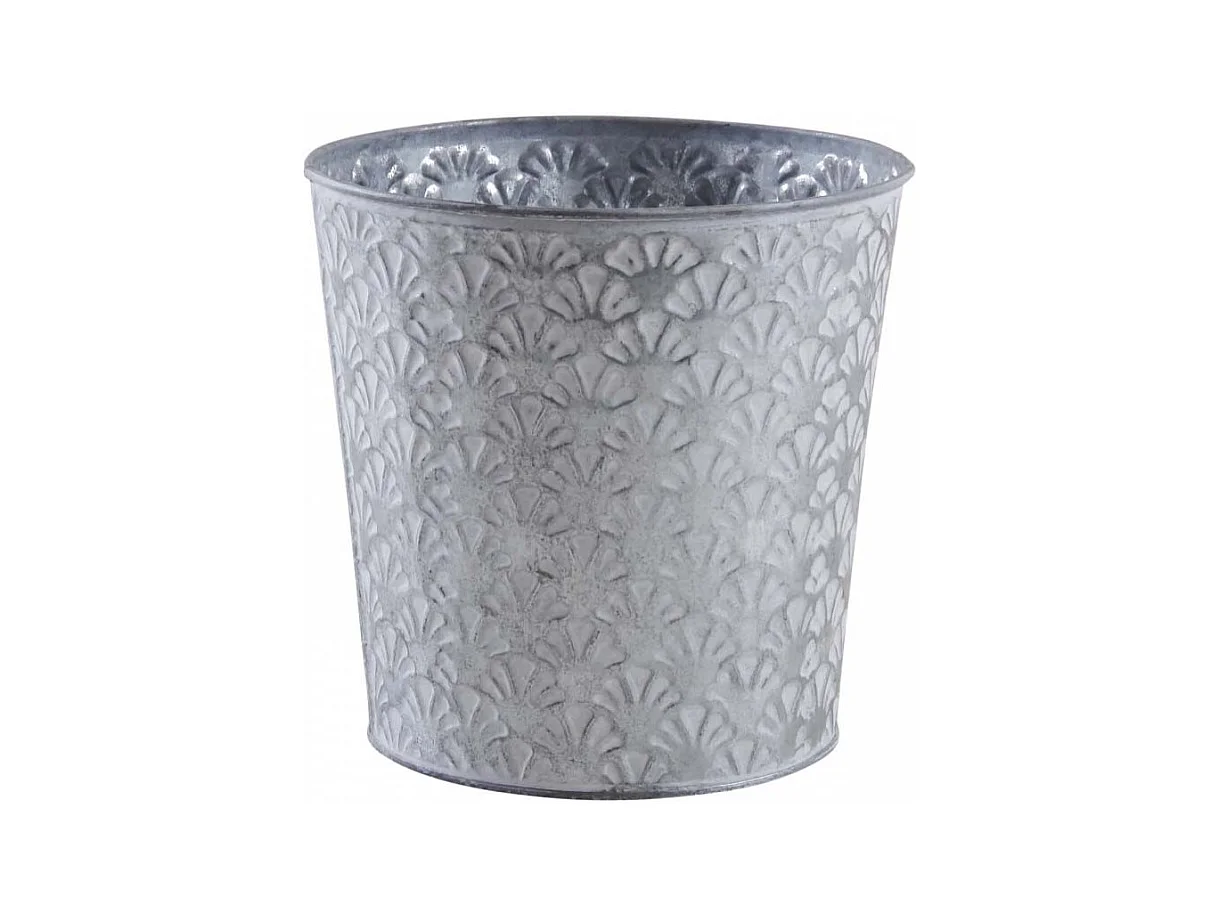 Cache-pot rond en métal patiné relief Cesar