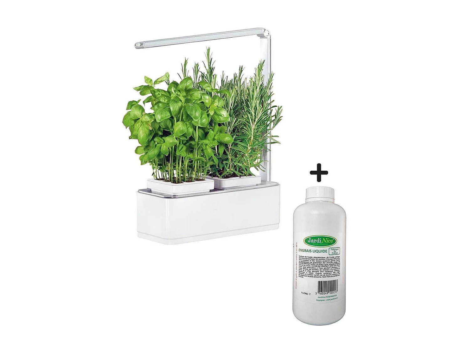 Jardinière avec lampe led intégrée Mini potager + engrais 1000 ml
