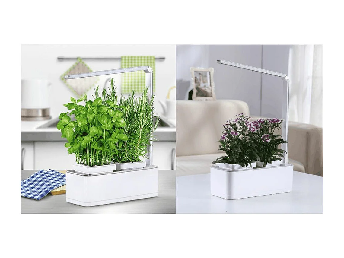 Jardinière avec lampe led intégrée Mini potager + engrais 1000 ml