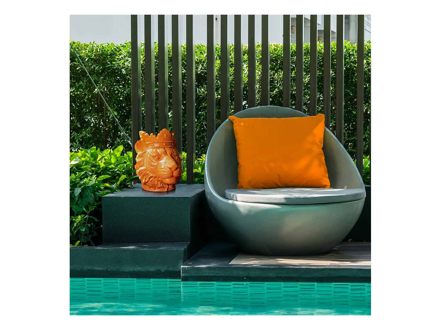 Porte Plante Lion Magnesia Orange H35cm Orange