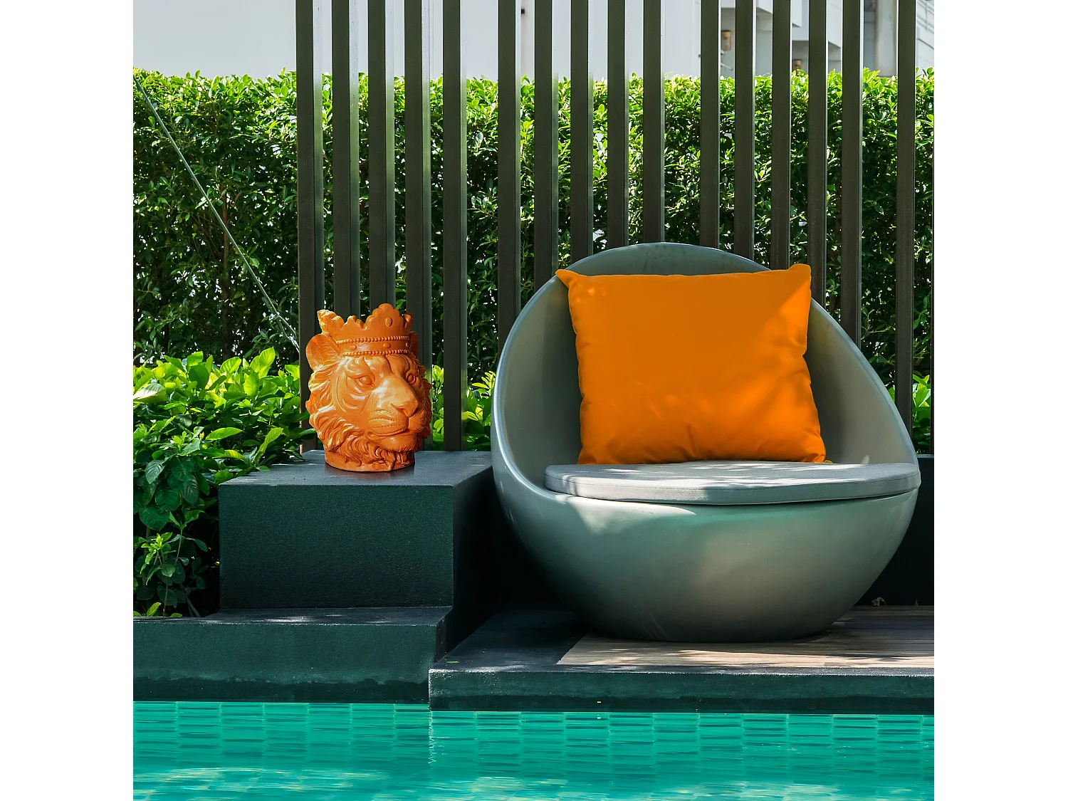 Porte Plante Lion Magnesia Orange H35cm Orange