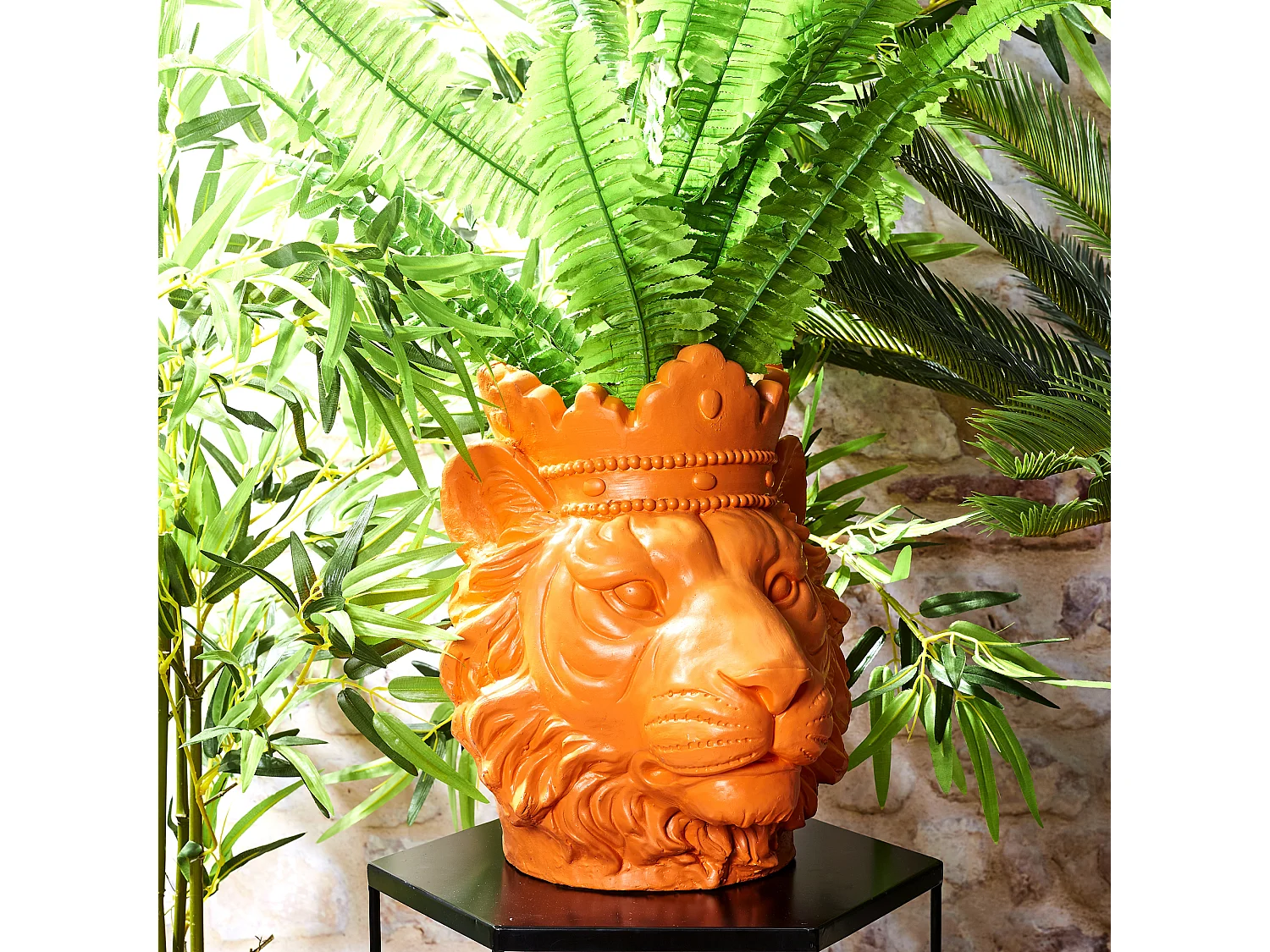 Porte Plante Lion Magnesia Orange H35cm Orange