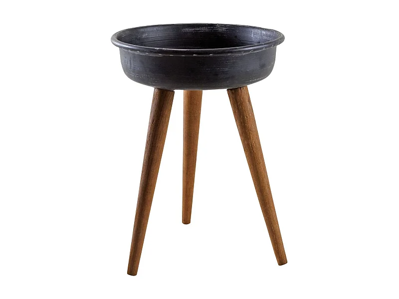 Porte pot en métal et bois