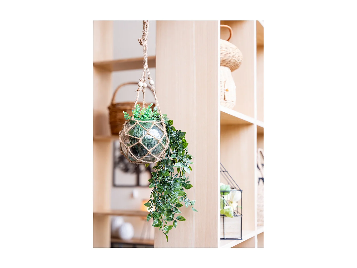 Macramé en verre et corde