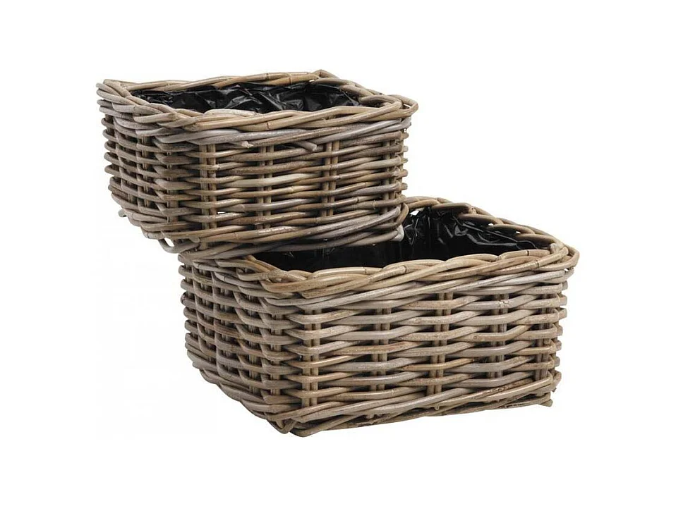 Corbeille carrée en rotin (Lot de 2)