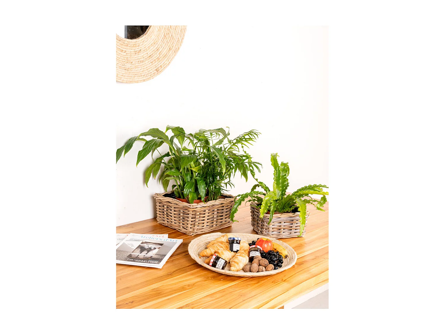 Corbeille carrée en rotin (Lot de 2)