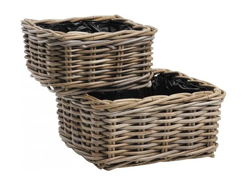 Corbeille carrée en rotin (Lot de 2)