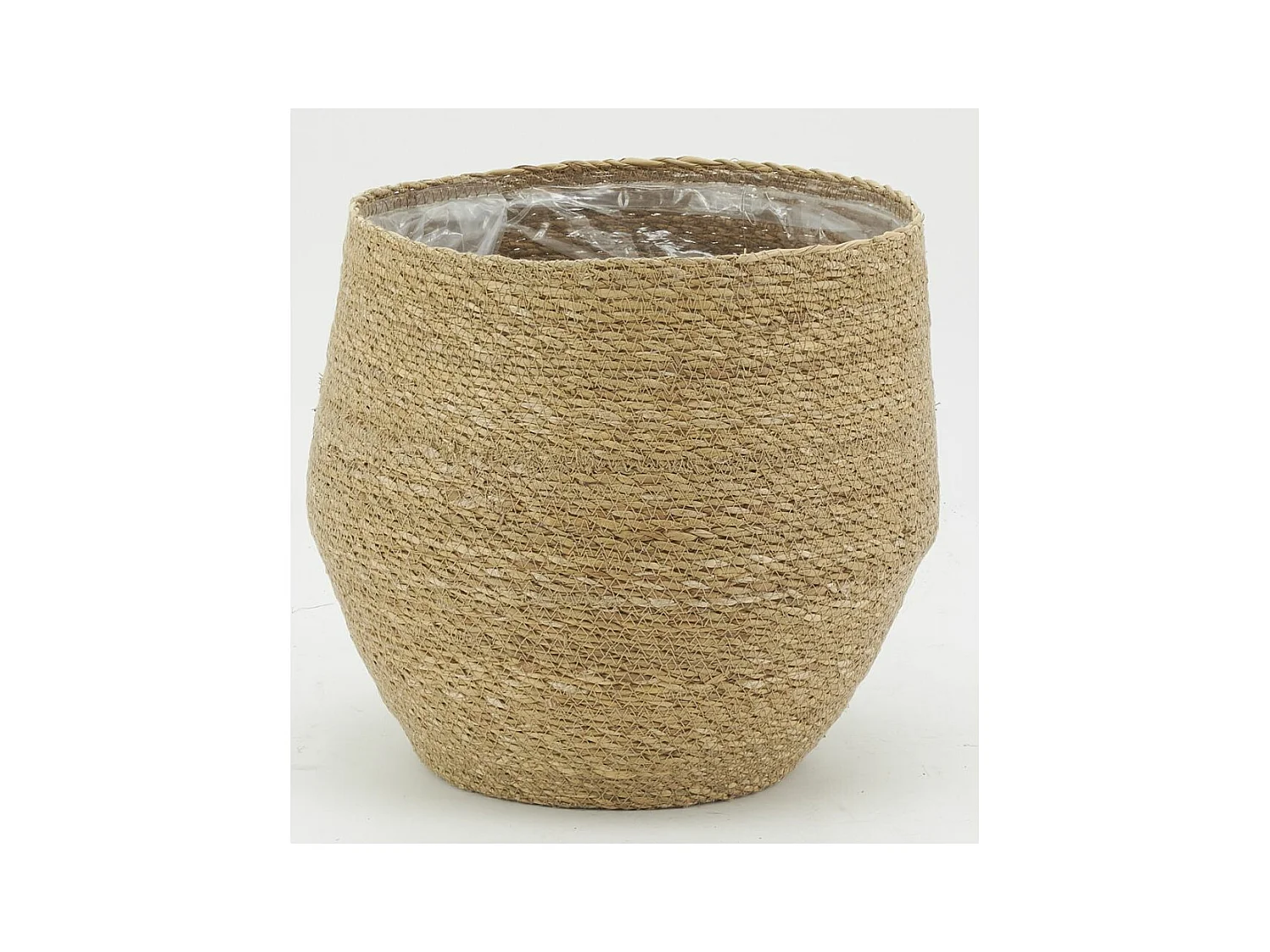 Cache-pots en jonc naturel et doublure plastique (Lot de 3)