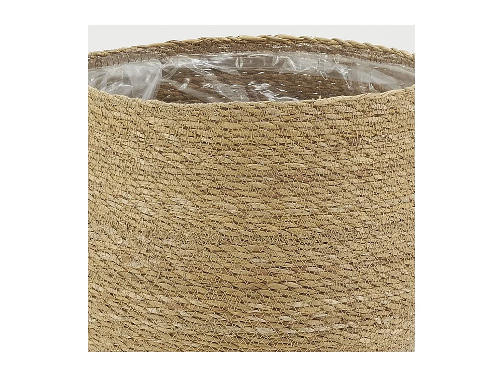 Cache-pots en jonc naturel et doublure plastique (Lot de 3)