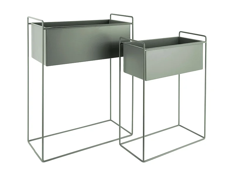 Set aus 2 rechteckigen Pflanzenhaltern aus Metall Essence