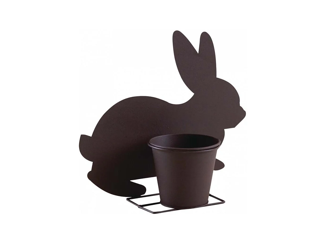 Cache-pot lapin en métal vieilli