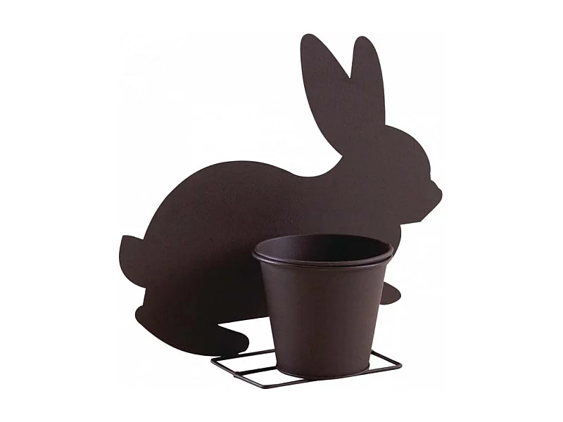 Cache-pot lapin en métal vieilli
