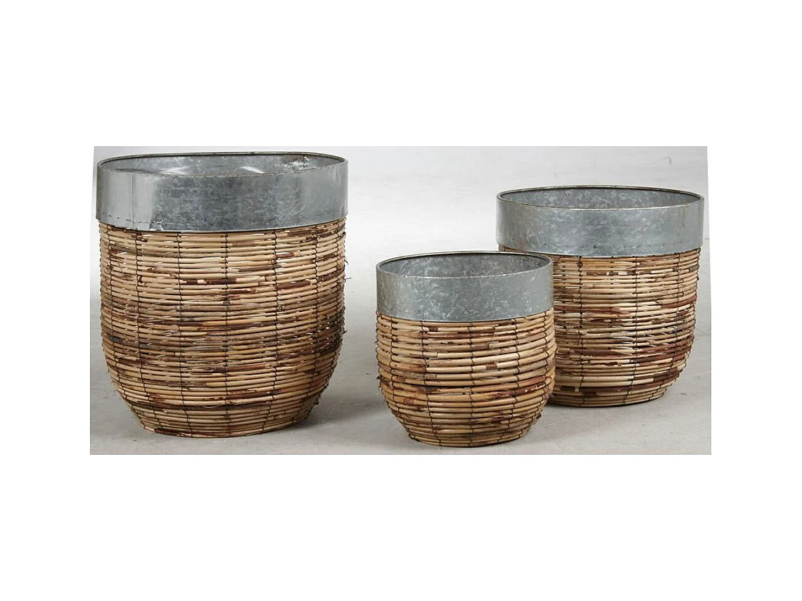 Cache-pots en rotin Paolo (Lot de 3)