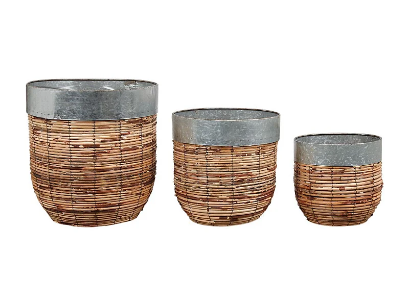Cache-pots en rotin Paolo (Lot de 3)
