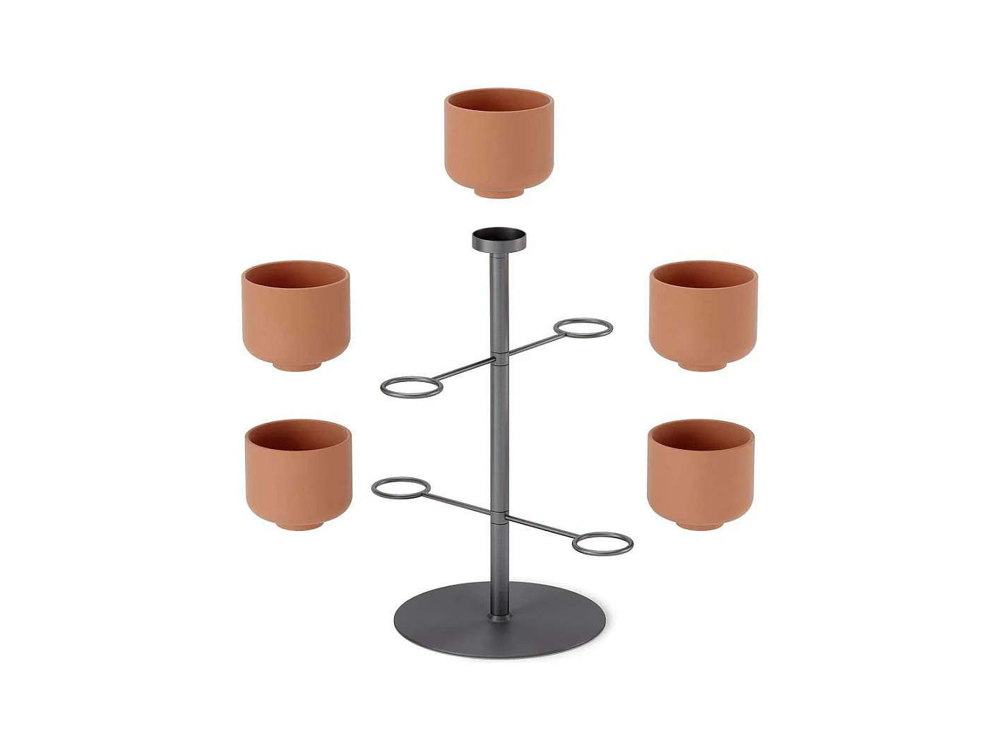 Support à plantes avec 5 pots Terrapotta