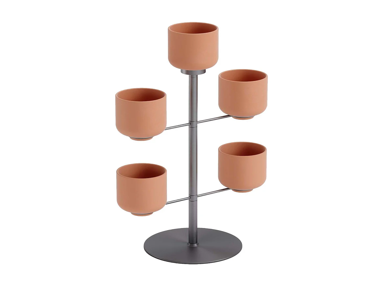 Supporto per piante con 5 vasi in terracotta