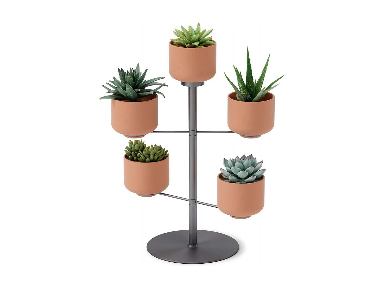 Supporto per piante con 5 vasi in terracotta