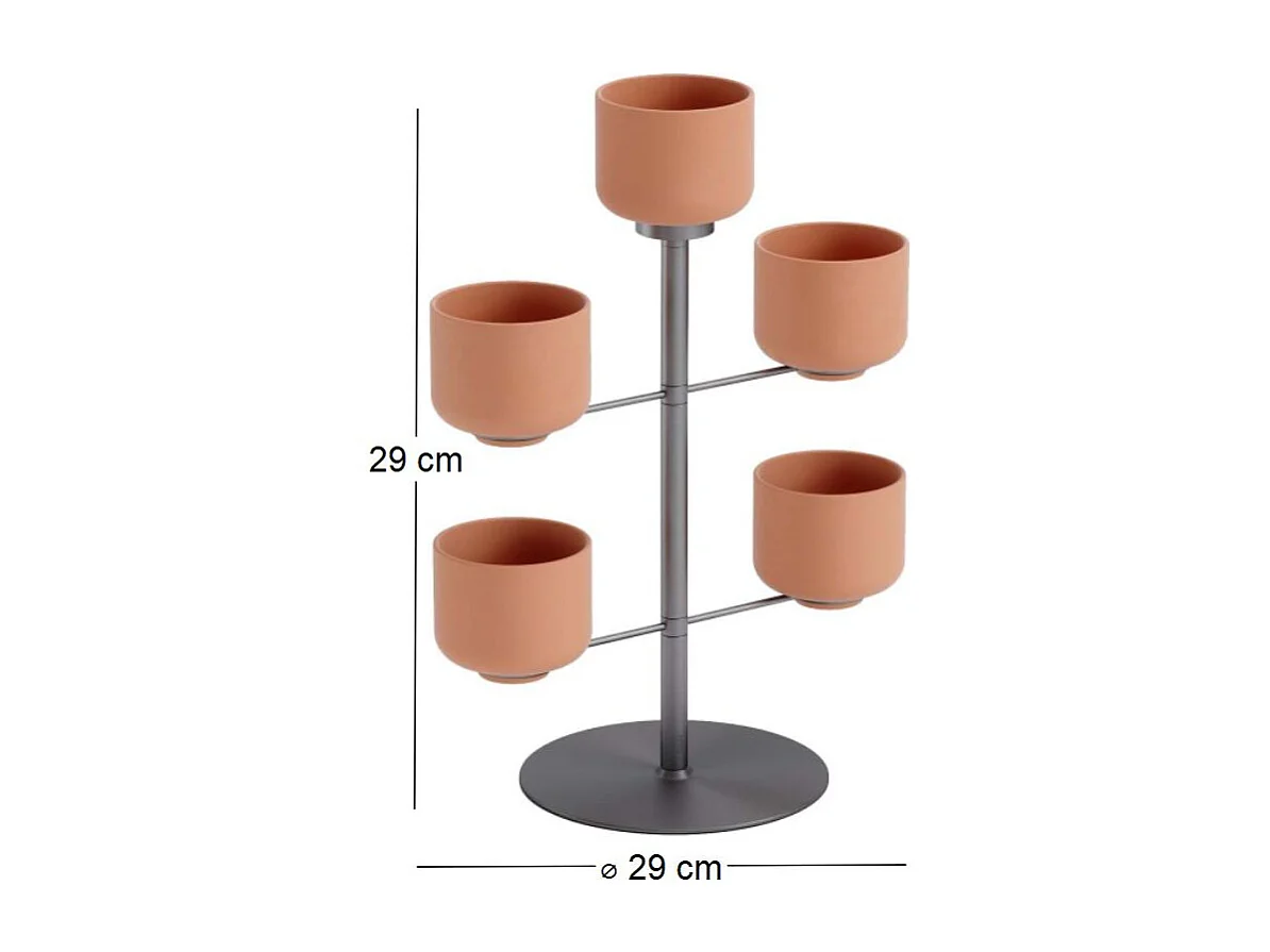 Supporto per piante con 5 vasi in terracotta