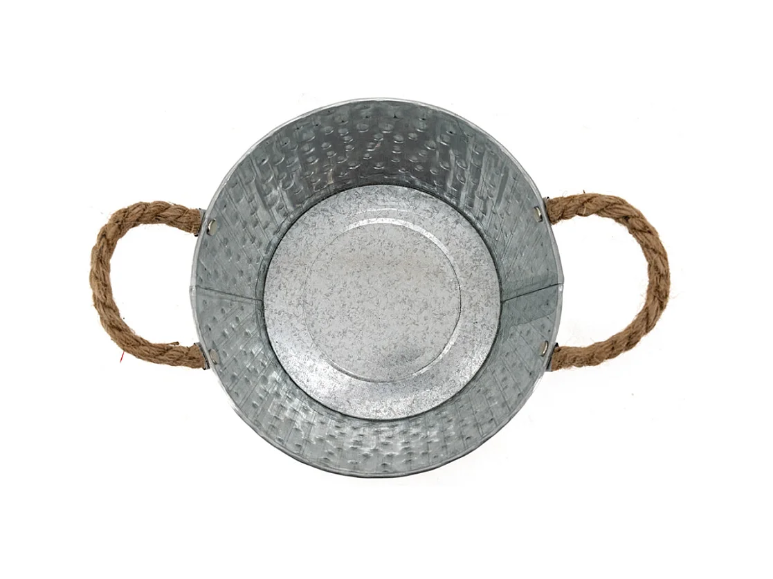 Corbeille métal à pois blanc avec anses