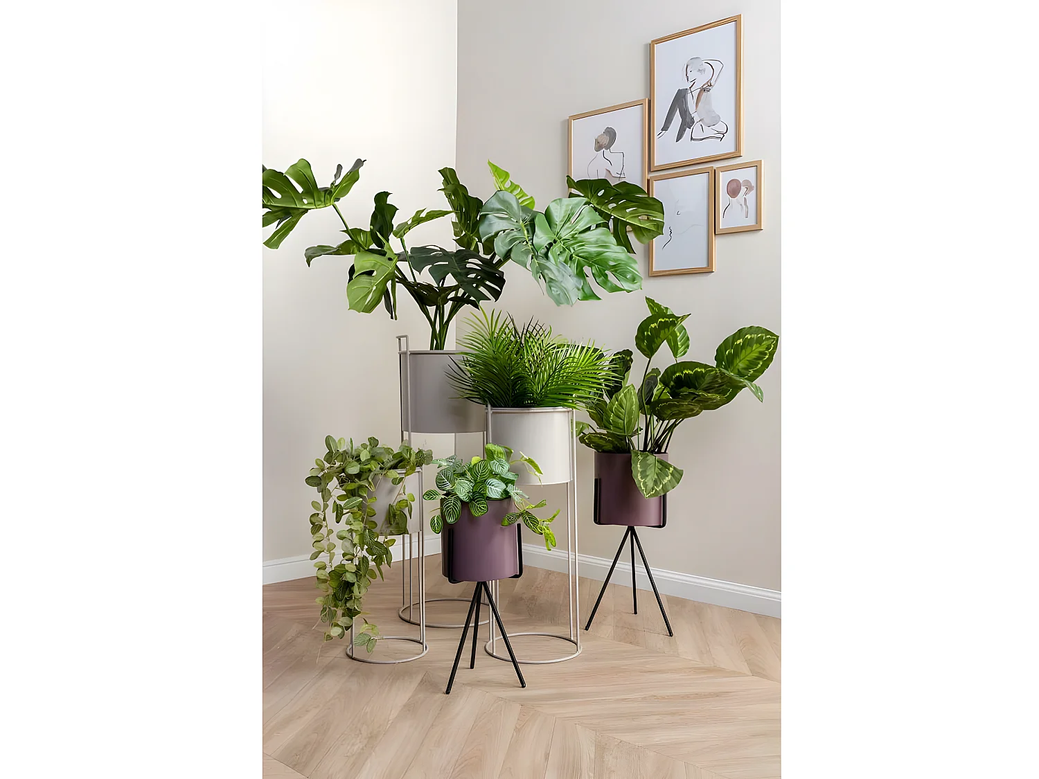 Set de 3 supports à plantes ronds en métal Essence