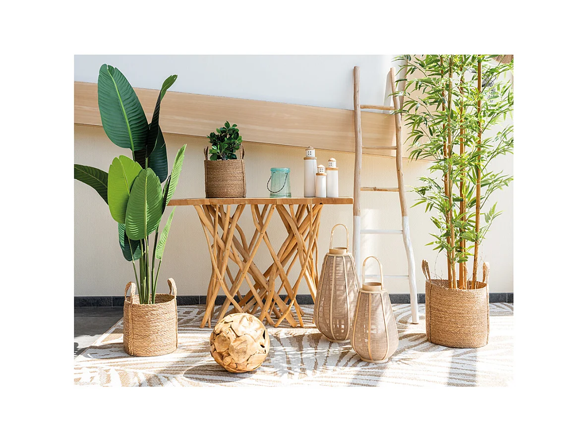 Cache-pots en jonc naturel avec anses (Lot de 3)