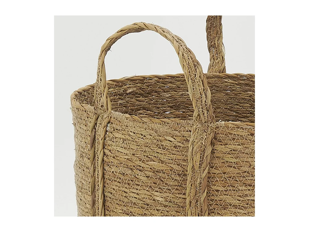 Cache-pots en jonc naturel avec anses (Lot de 3)