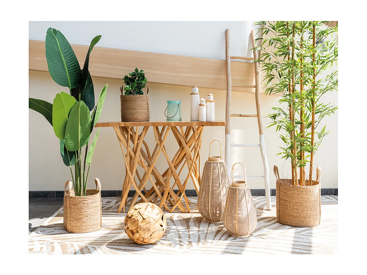 Cache-pots en jonc naturel avec anses (Lot de 3)