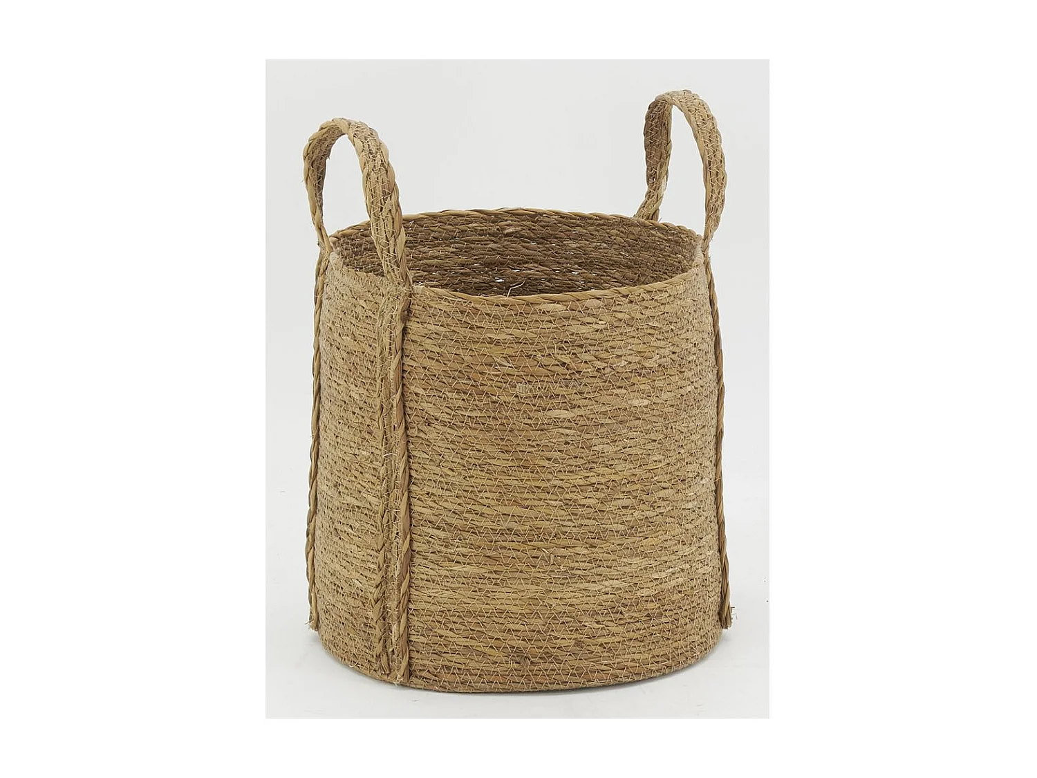 Cache-pots en jonc naturel avec anses (Lot de 3)
