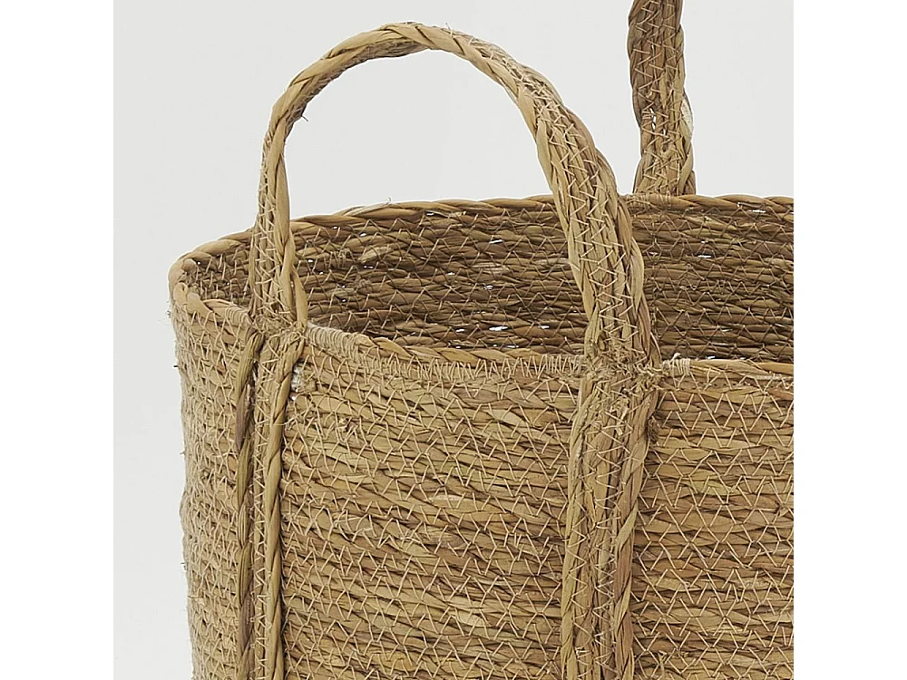 Cache-pots en jonc naturel avec anses (Lot de 3)