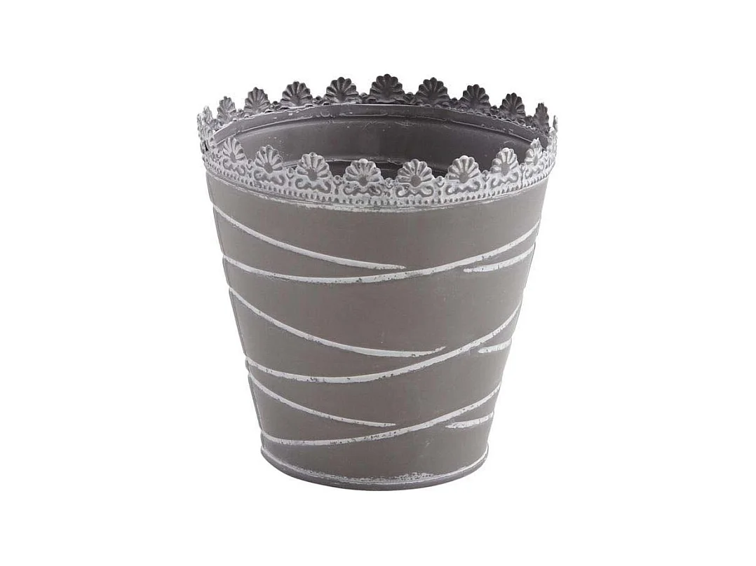 Cache-pot à rayures en métal laqué