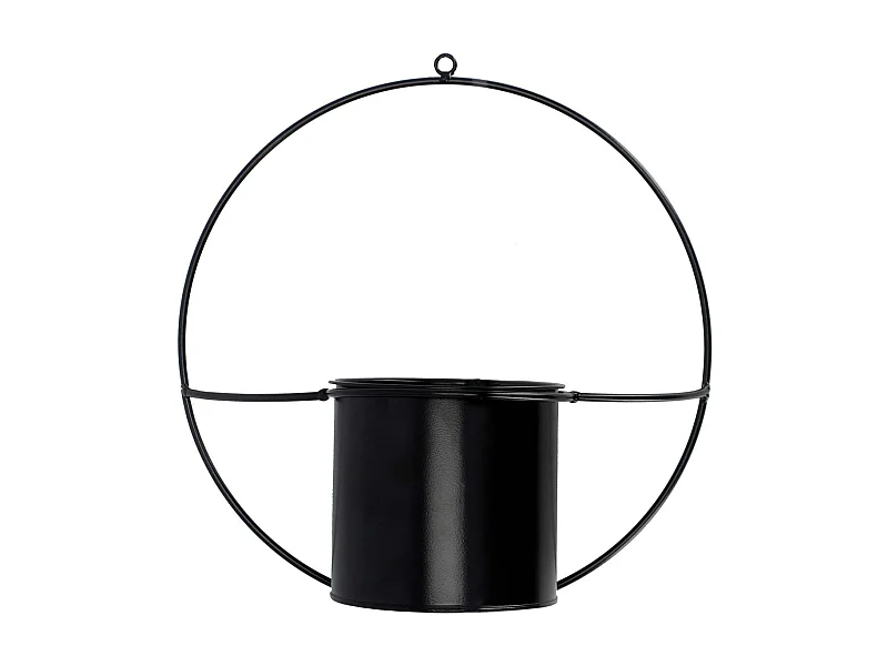 Jardinière déco ronde d'intérieur en métal noir Fixation murale