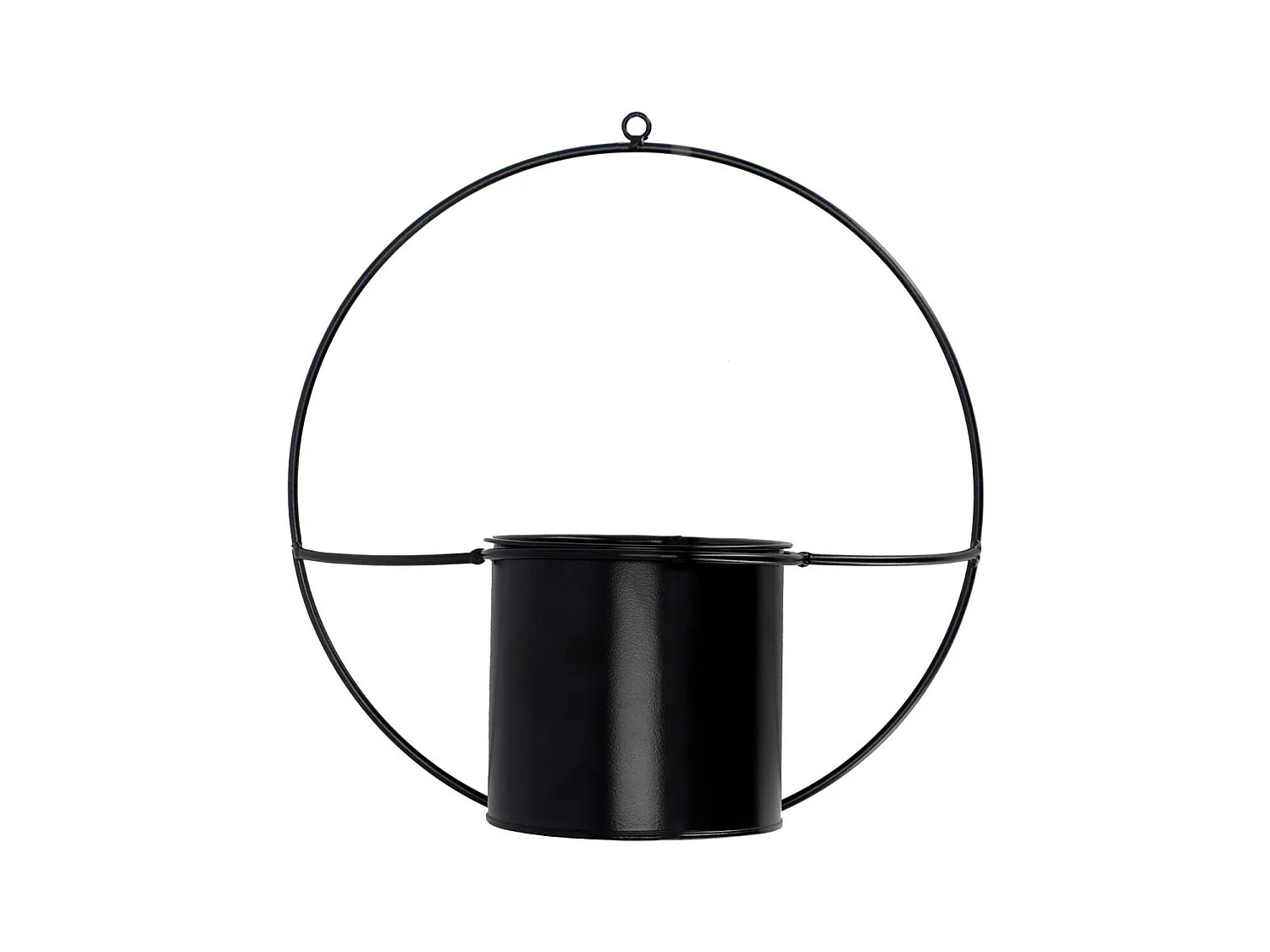 Jardinière déco ronde d'intérieur en métal noir Fixation murale