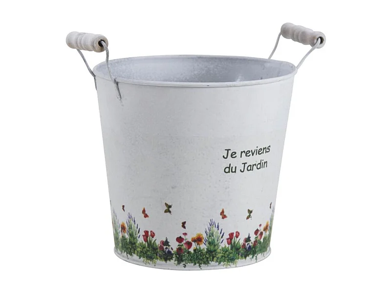Cache pot zinc Je reviens du jardin