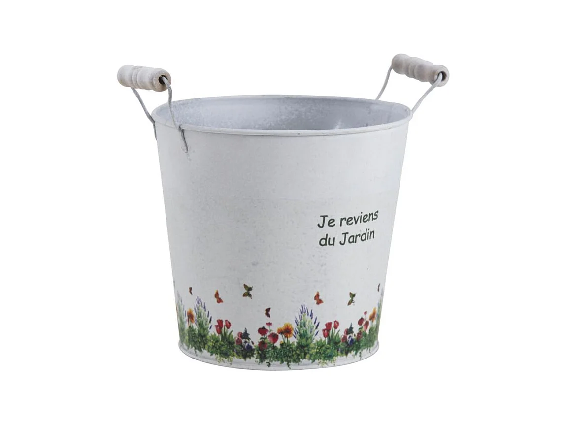 Cache pot zinc Je reviens du jardin