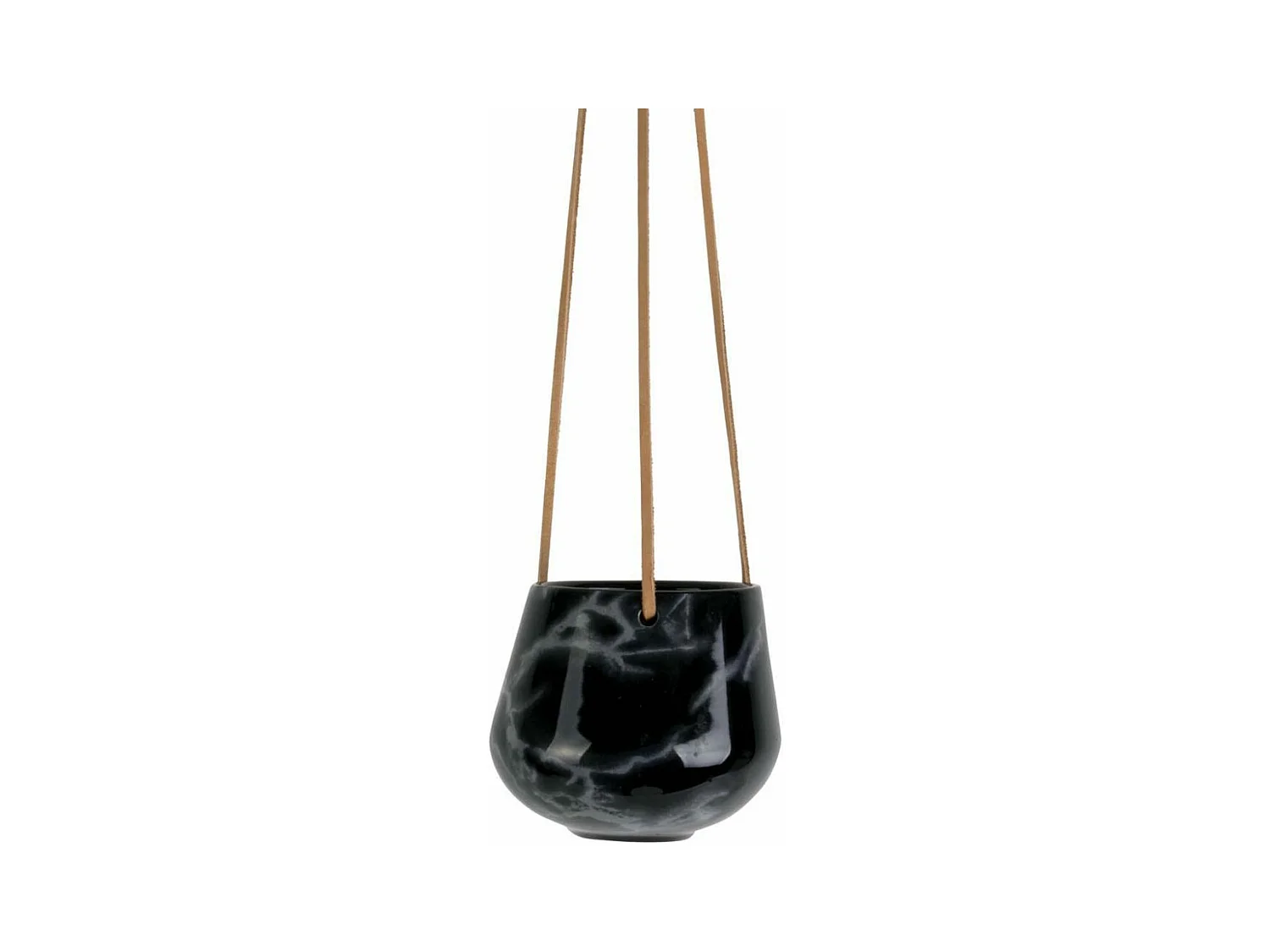 Jardinière suspendue en céramique marbrée 12 x 9.5 cm Noir
