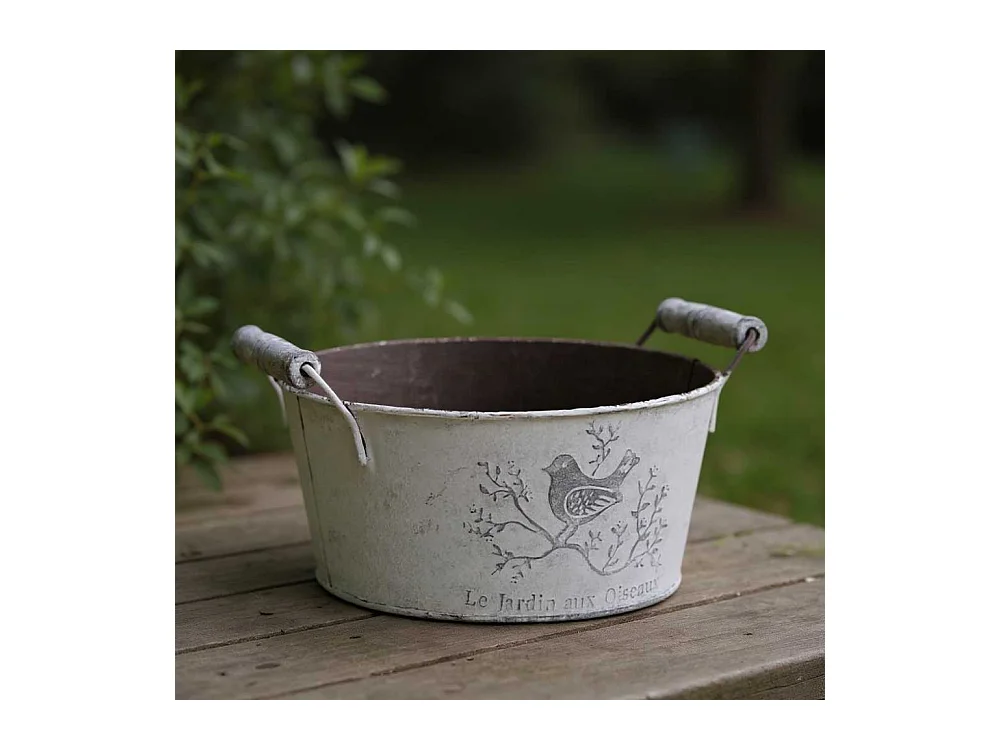 Corbeille ronde en métal Le jardin aux oiseaux