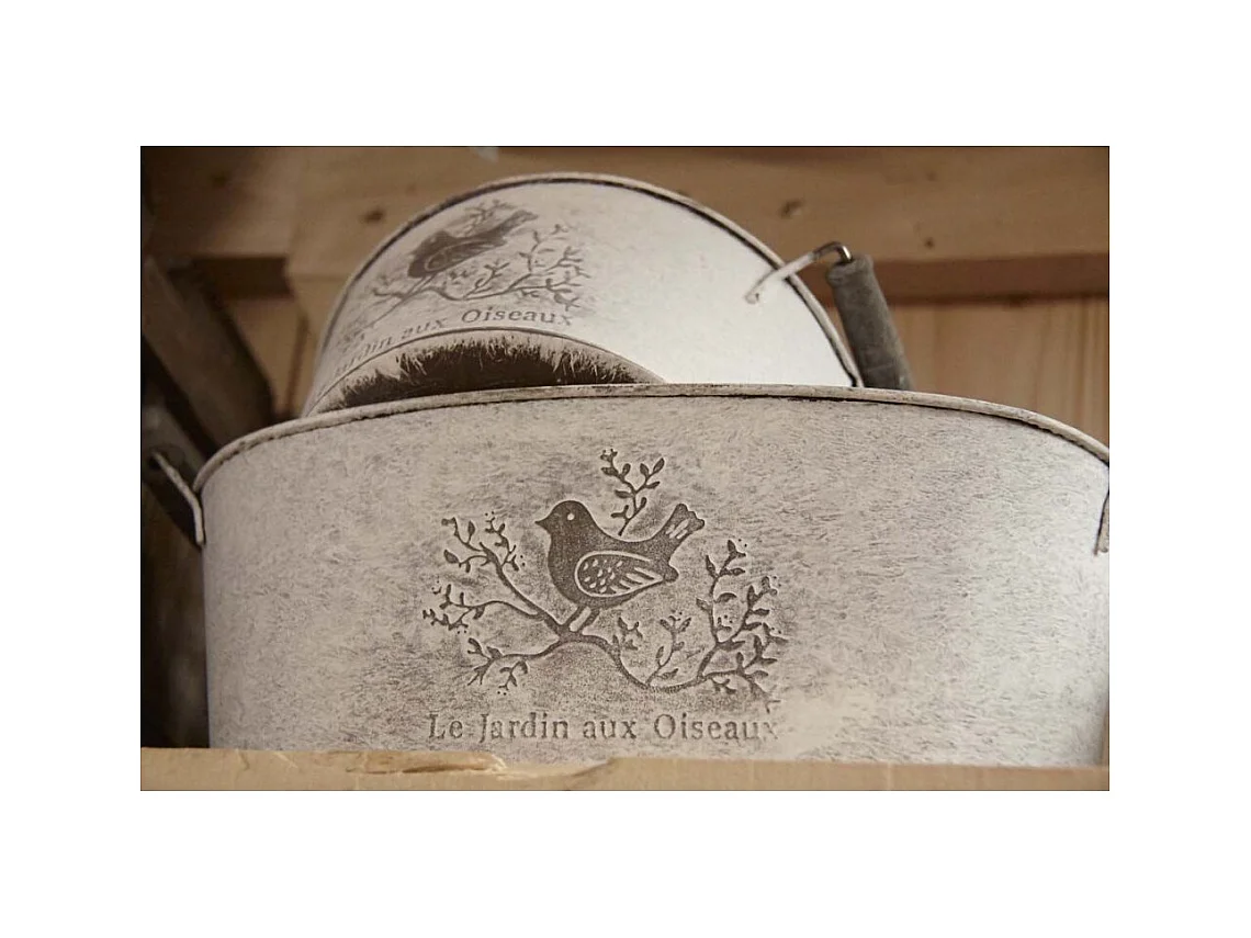 Corbeille ronde en métal Le jardin aux oiseaux