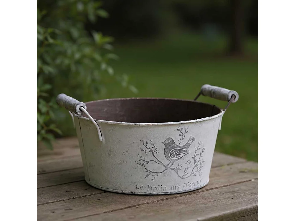 Runder Metallkorb "Le Jardin aux oiseaux"