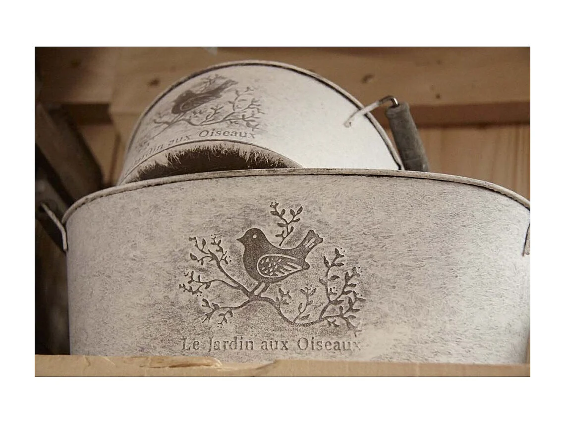 Runder Metallkorb "Le Jardin aux oiseaux"
