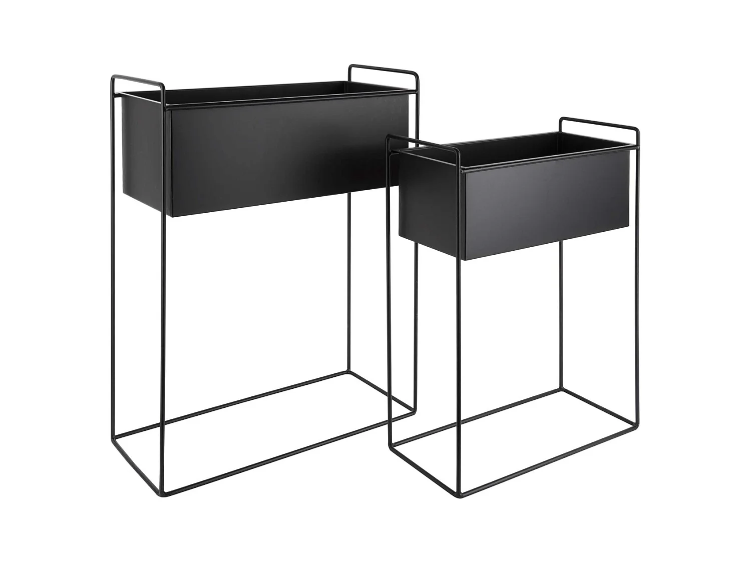 Set de 2 supports à plantes rectangulaires en métal Essence Noir
