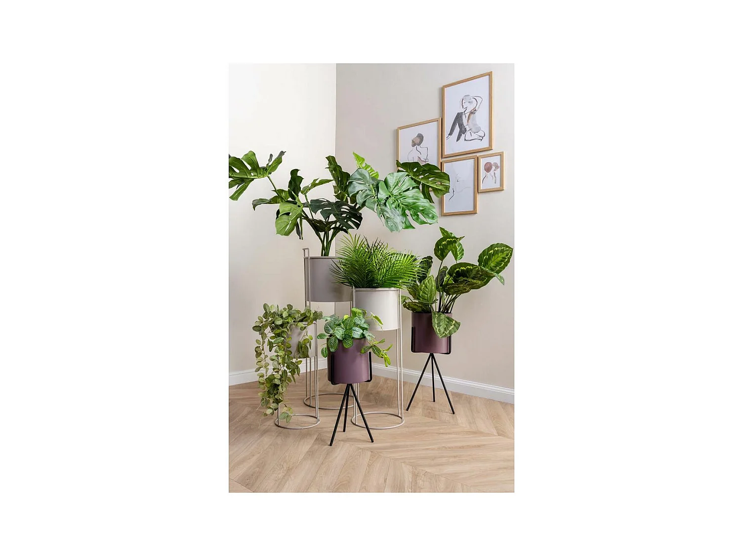 Set de 2 supports à plantes rectangulaires en métal Essence Noir