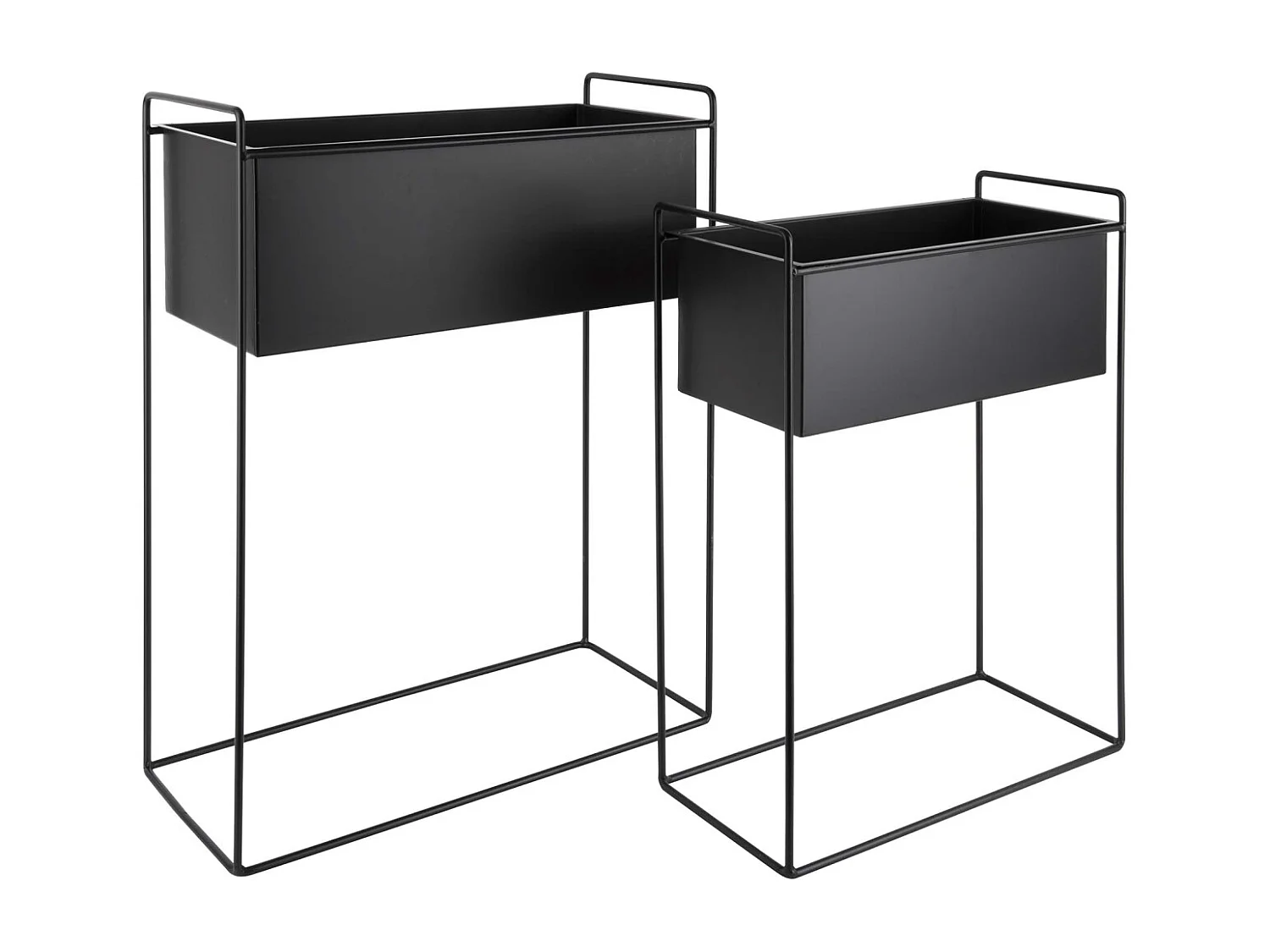 Set de 2 supports à plantes rectangulaires en métal Essence Noir