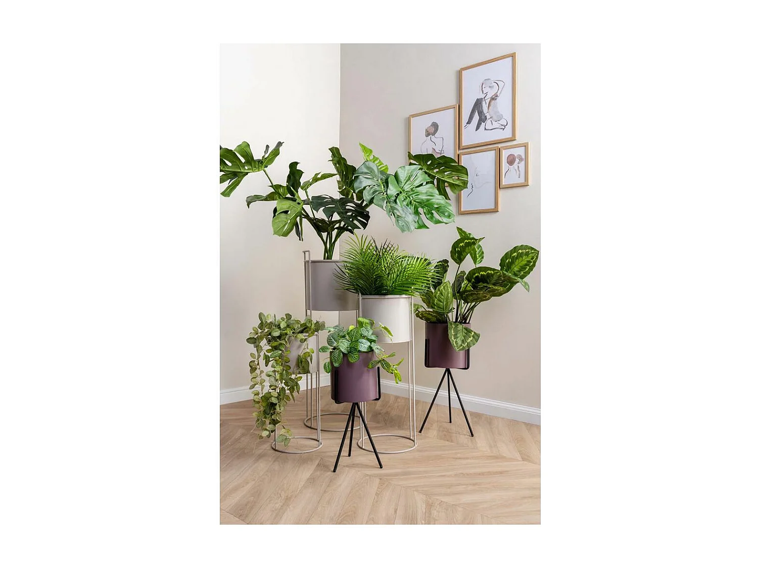Set de 2 supports à plantes rectangulaires en métal Essence Noir
