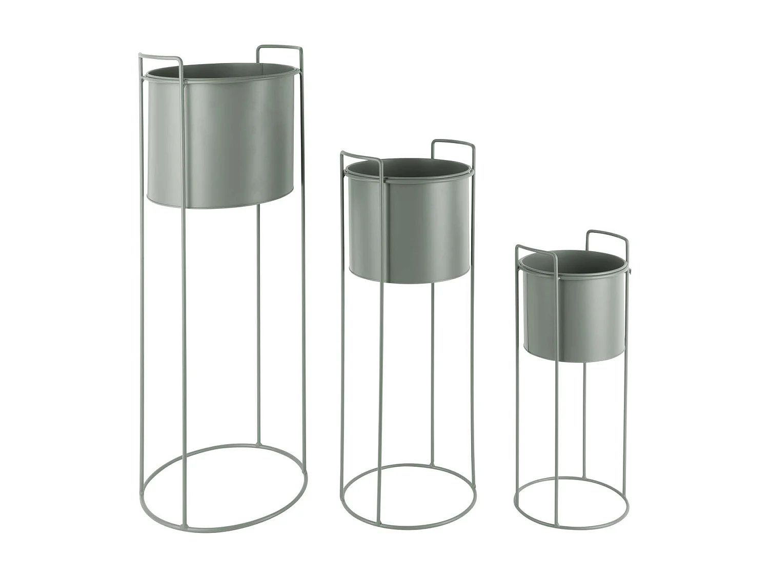 Set aus 3 runden Pflanzenhaltern aus Metall Essence