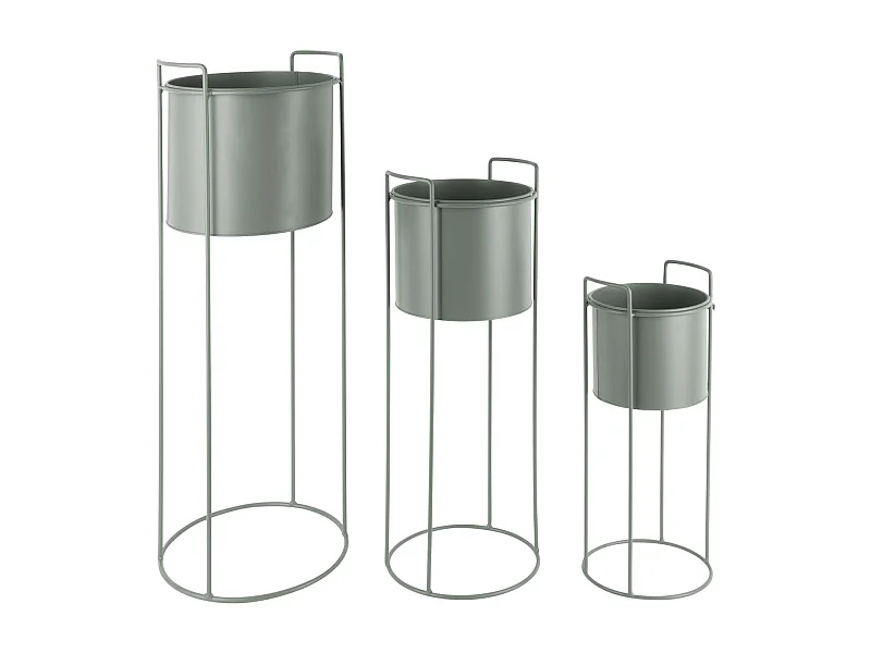 Set aus 3 runden Pflanzenhaltern aus Metall Essence