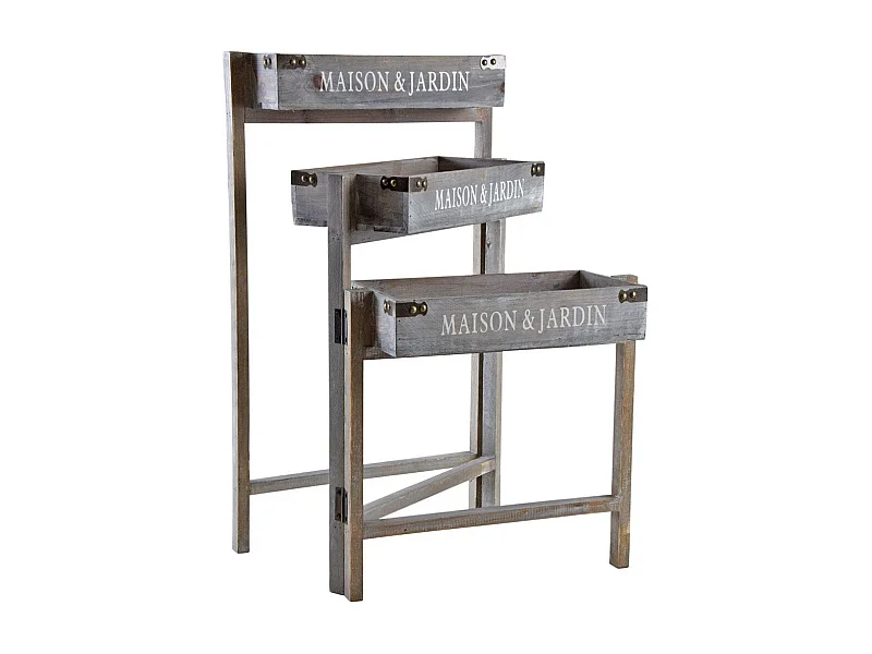 Jardinière triptyque bois teinté