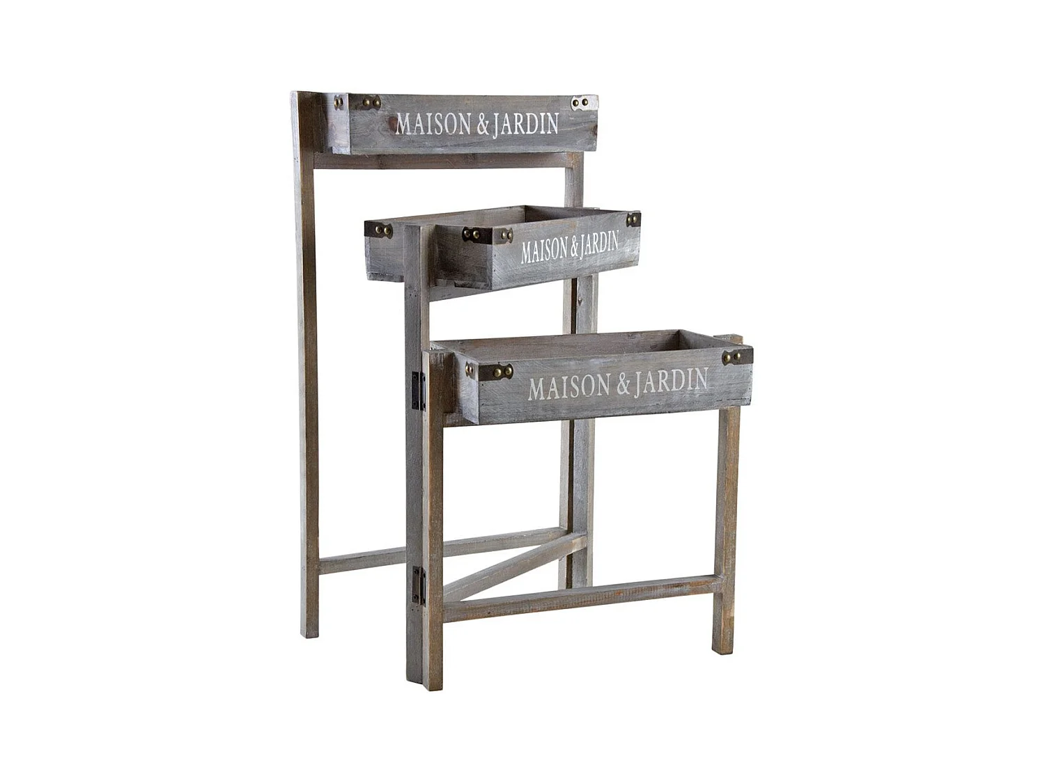 Jardinière triptyque bois teinté