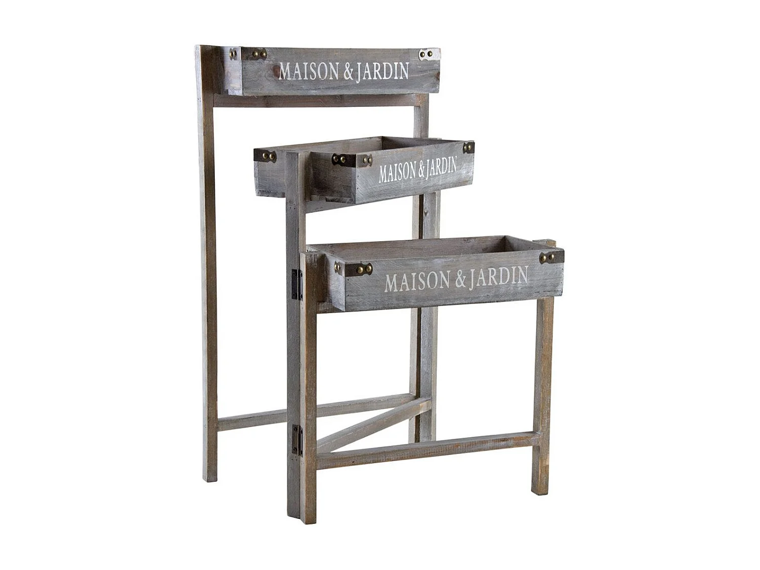 Jardinière triptyque bois teinté